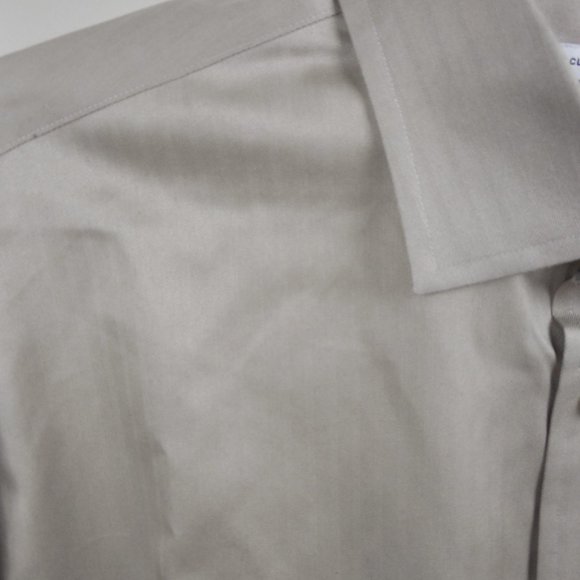 JOSEPH ABBOUD Men's No Iron Button Down Shirt 17 1/2  32/33 Tan Shadow Stripe - Picture 4 of 9